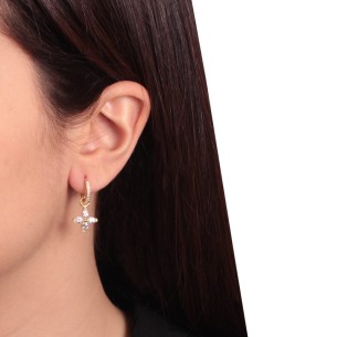 Ασημένια σκουλαρίκια Κρίκοι Τετράφυλλα 13.00mm