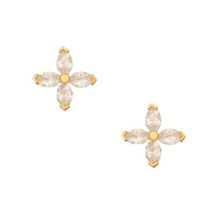 Ασημένια επίχρυσα σκουλαρίκια Τετράφυλλα