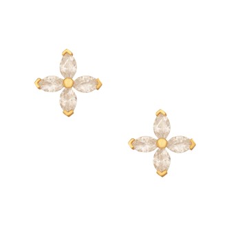 Ασημένια επίχρυσα σκουλαρίκια Τετράφυλλα