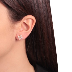 Ασημένια επίχρυσα σκουλαρίκια Τετράφυλλα