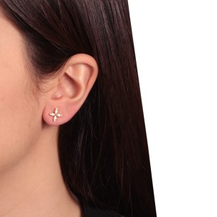 Ασημένια επίχρυσα σκουλαρίκια Τετράφυλλα