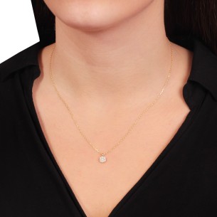 Ασημένιο επίχρυσο κολιέ Δίσκος