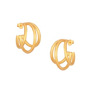 Ασημένια επίχρυσα σκουλαρίκια τριπλοί Κρίκοι 20.00mm