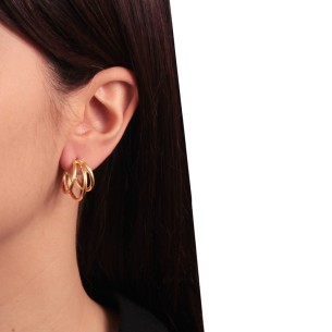 Ασημένια επίχρυσα σκουλαρίκια τριπλοί Κρίκοι 20.00mm