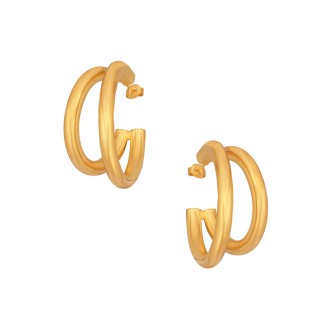 Ασημένια επίχρυσα σκουλαρίκια διπλοί Κρίκοι 33.00 mm