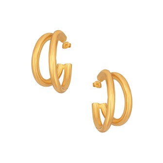 Ασημένια επίχρυσα σκουλαρίκια διπλοί Κρίκοι 33.00 mm