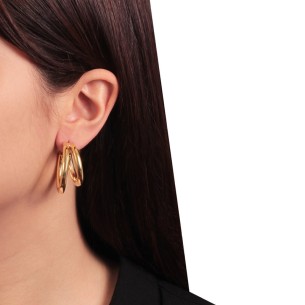 Ασημένια επίχρυσα σκουλαρίκια διπλοί Κρίκοι 33.00 mm