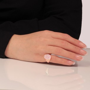 Ασημένιο ρόζ δαχτυλίδι Οβάλ Σεβαλιέ