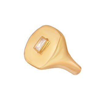 Ασημένιο επίχρυσο δαχτυλίδι Σεβαλιέ Οβάλ Καρέ