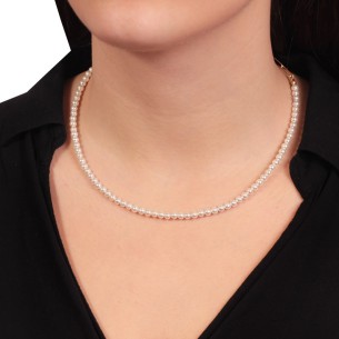 Ασημένιο επίχρυσο κολιέ Αλυσίδα Μαργαριτάρια