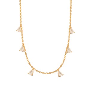 Ασημένιο επίχρυσο κολιέ Αλυσίδα Σταγόνες