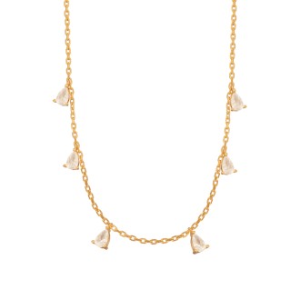 Ασημένιο επίχρυσο κολιέ Αλυσίδα Σταγόνες