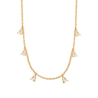 Ασημένιο επίχρυσο κολιέ Αλυσίδα Σταγόνες