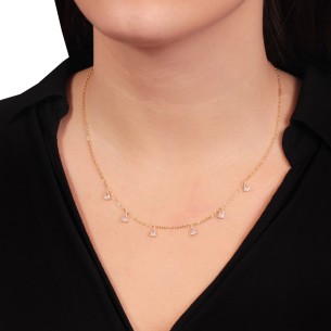 Ασημένιο επίχρυσο κολιέ Αλυσίδα Σταγόνες