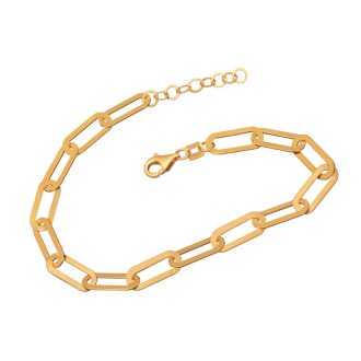 Ασημένιο επίχρυσο βραχιόλι Αλυσίδα Κρίκοι