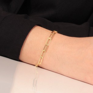 Ασημένιο επίχρυσο βραχιόλι Αλυσίδα Κρίκοι