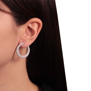 Ασημένια επιπλατινωμένα σκουλαρίκια Ημικύκλια