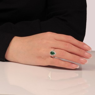 Ασημένιο επιπλατινωμένο δαχτυλίδι Ροζέτα