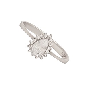 Ασημένιο επιπλατινωμένο δαχτυλίδι Ροζέτα