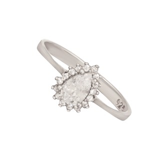 Ασημένιο επιπλατινωμένο δαχτυλίδι Ροζέτα