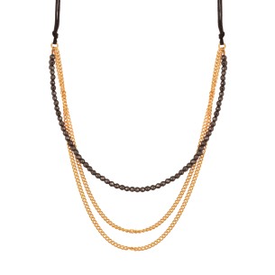 Κολιέ κορδόνι Σπινέλιο ασημένια επίχρυση Αλυσίδα