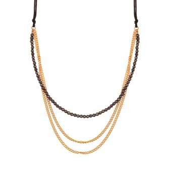 Κολιέ κορδόνι Σπινέλιο ασημένια επίχρυση Αλυσίδα