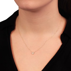 Χρυσό 9k κολιέ Αλυσίδα Τετράφυλλος Σταυρός