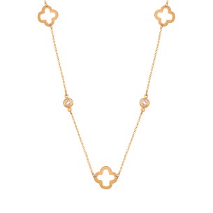 Γυναικείο χρυσό 9k κολιέ Τετράφυλλα Σταυροί