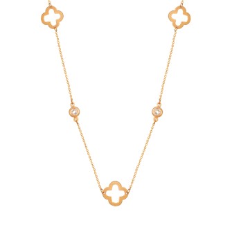 Γυναικείο χρυσό 9k κολιέ Τετράφυλλα Σταυροί