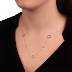 Γυναικείο χρυσό 9k κολιέ Τετράφυλλα Σταυροί