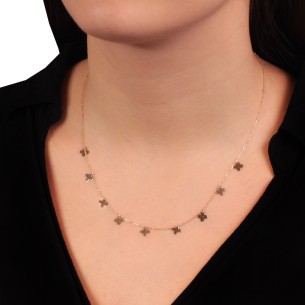 Χρυσό 9k κολιέ Τετράφυλλα Σταυροί