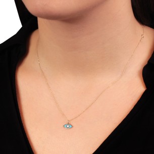 Χρυσό 9k κολιέ Αλυσίδα Μάτι