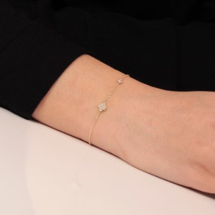 Χρυσό 9k βραχιόλι Τετράφυλλο Σταυρός