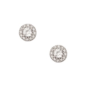 Λευκόχρυσα 9k σκουλαρίκια Μονόπετρα Ροζέτες