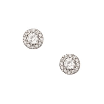 Λευκόχρυσα 9k σκουλαρίκια Μονόπετρα Ροζέτες