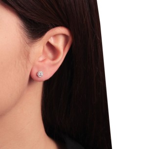 Λευκόχρυσα 9k σκουλαρίκια Μονόπετρα Ροζέτες
