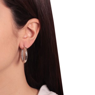 Ατσάλινα επάργυρα σκουλαρίκια Κρίκοι Στριφτοί 30.00mm