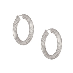 Ατσάλινα επάργυρα σκουλαρίκια Κρίκοι Στριφτοί 36.00mm