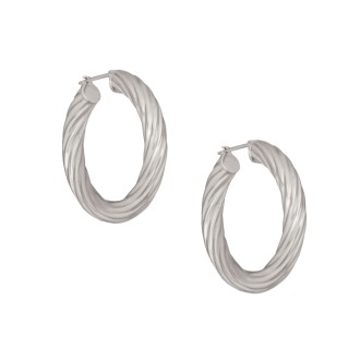 Ατσάλινα επάργυρα σκουλαρίκια Κρίκοι Στριφτοί 36.00mm
