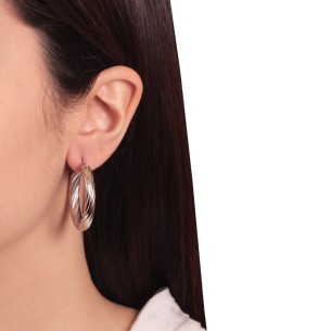 Ατσάλινα επάργυρα σκουλαρίκια Κρίκοι Στριφτοί 36.00mm
