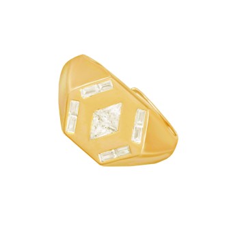 Ασημένιο επίχρυσο δαχτυλίδι Εξάγωνο Ρόμβος