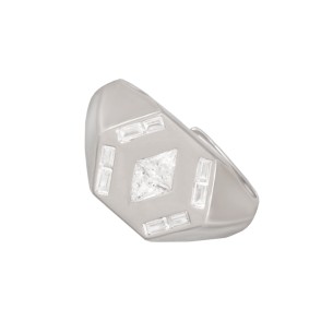 Ασημένιο επιπλατινωμένο δαχτυλίδι Εξάγωνο Ρόμβος