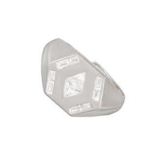 Ασημένιο επιπλατινωμένο δαχτυλίδι Εξάγωνο Ρόμβος