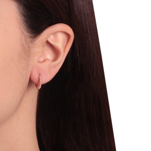 Ασημένια ρόζ σκουλαρίκια huggies Κρίκοι 13.00mm