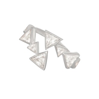 Ασημένιο επιπλατινωμένο δαχτυλίδι Τρίγωνα