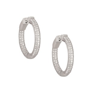 Ασημένια επιπλατινωμένα σκουλαρίκια huggies Κρίκοι 27.00mm