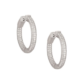 Ασημένια επιπλατινωμένα σκουλαρίκια huggies Κρίκοι 27.00mm