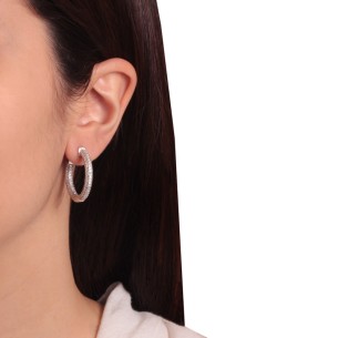 Ασημένια επιπλατινωμένα σκουλαρίκια huggies Κρίκοι 27.00mm