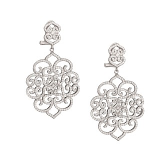 Ασημένια επιπλατινωμένα σκουλαρίκια Δαντέλες