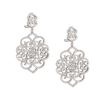 Ασημένια επιπλατινωμένα σκουλαρίκια Δαντέλες